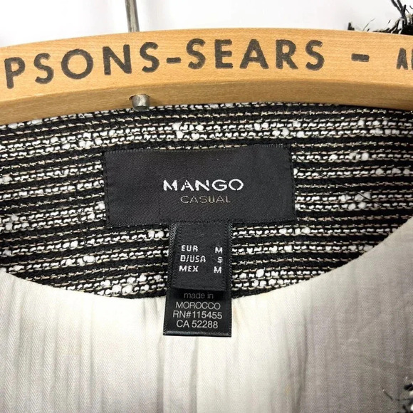 Mango Womens Small Tweed Boucle Textured Zipper Front Blazer Jacket - Picture 5 of 7